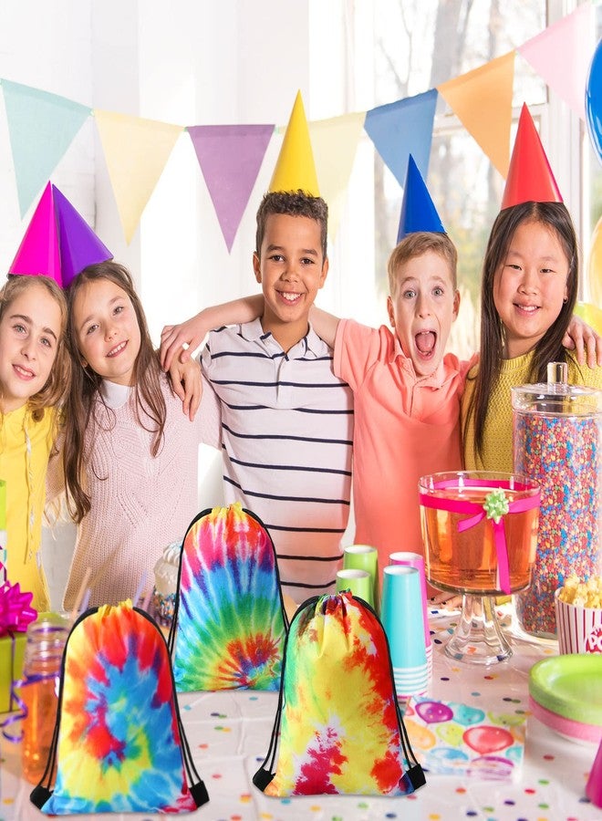 Shappy Tie Dye Party Favor Bags Drawstring Birthday Gift Bag Candy Goodie Treat Bag Colorful Snacks Bag - Image 5